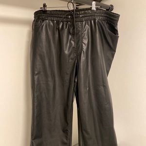 Black faux leather joggers Express XL.